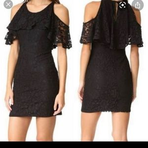 Ella Moss Black Lace Cold Shoulder Cut Out Cocktail Evening Party Mini Dress Med